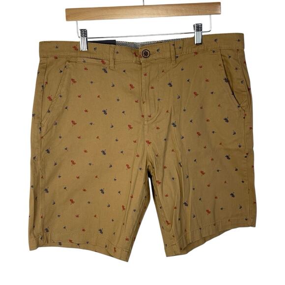 NWT Jachs New York Bleeker Shorts Mens Size 33 Dark Khaki Palm Tree Vacation - Picture 1 of 6
